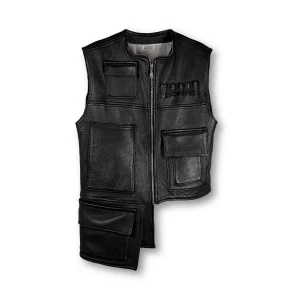 Spit-Produktbilder_Leathervest-Front. ASYMETRIC CARGO VEST